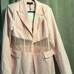 Light pink blazer corset closure mini dress